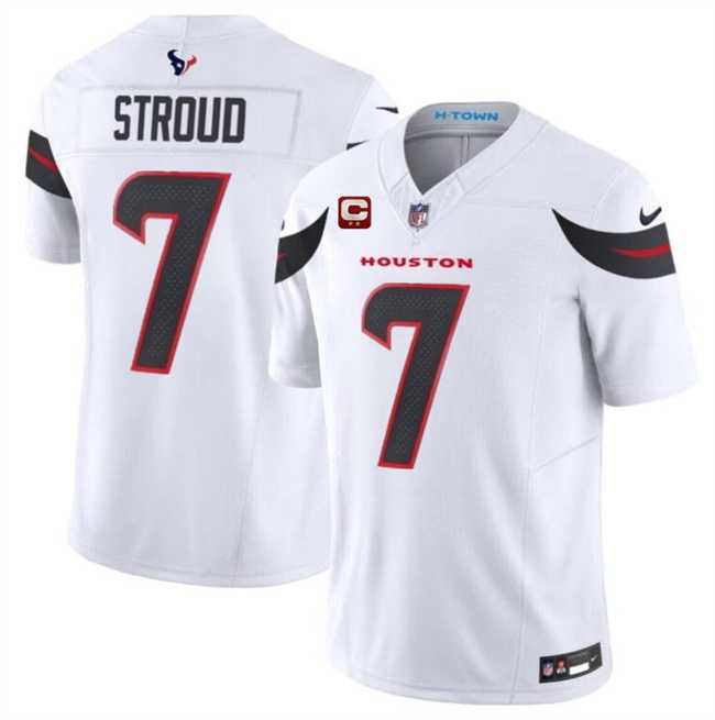 Men & Women & Youth Houston Texans #7 C.J. Stroud White 2024 Vapor F.U.S.E. With 2-Star C Patch Limited Stitched Jersey